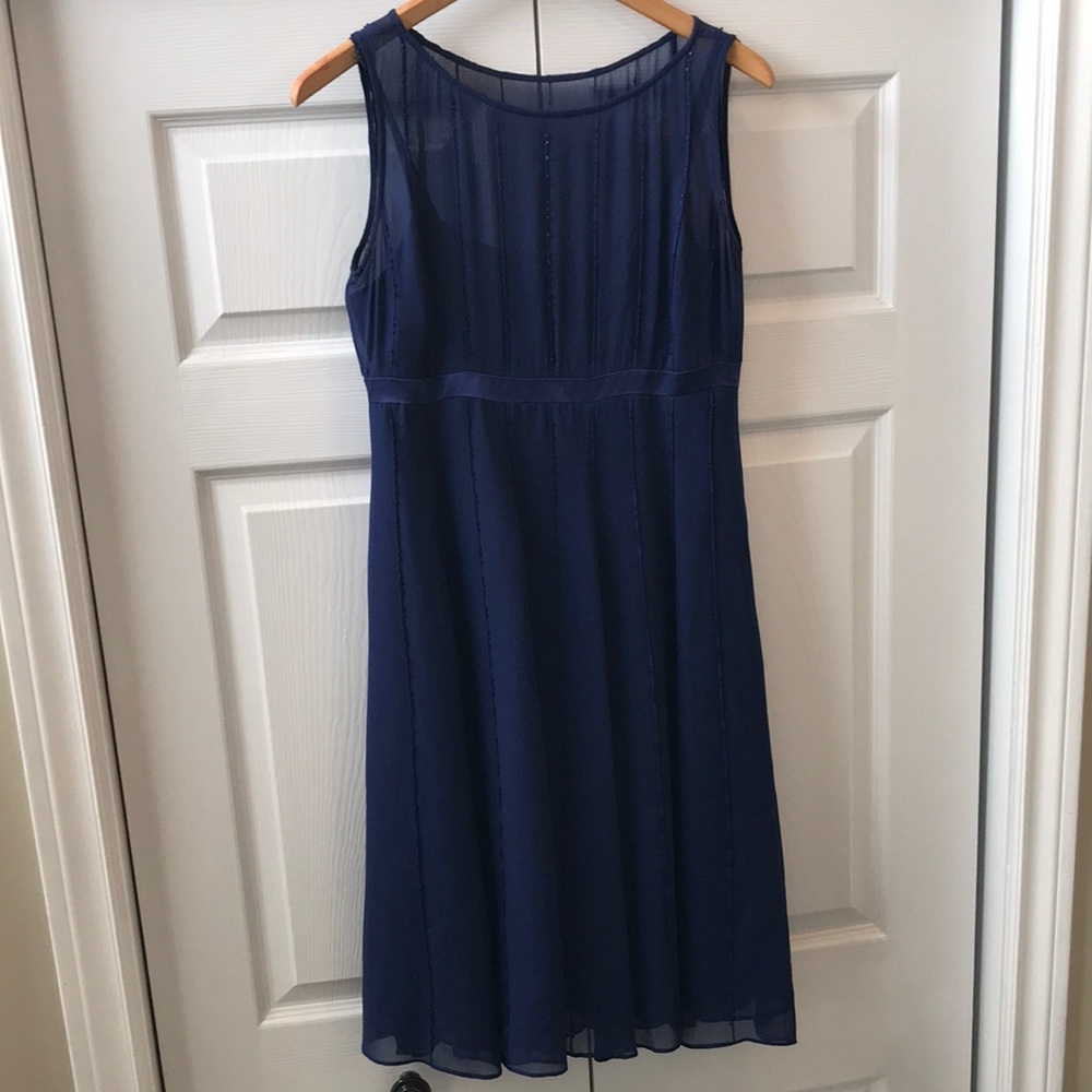 Talbots silk georgette subtly beaded roomy lined occasion/MOTB dress EUC